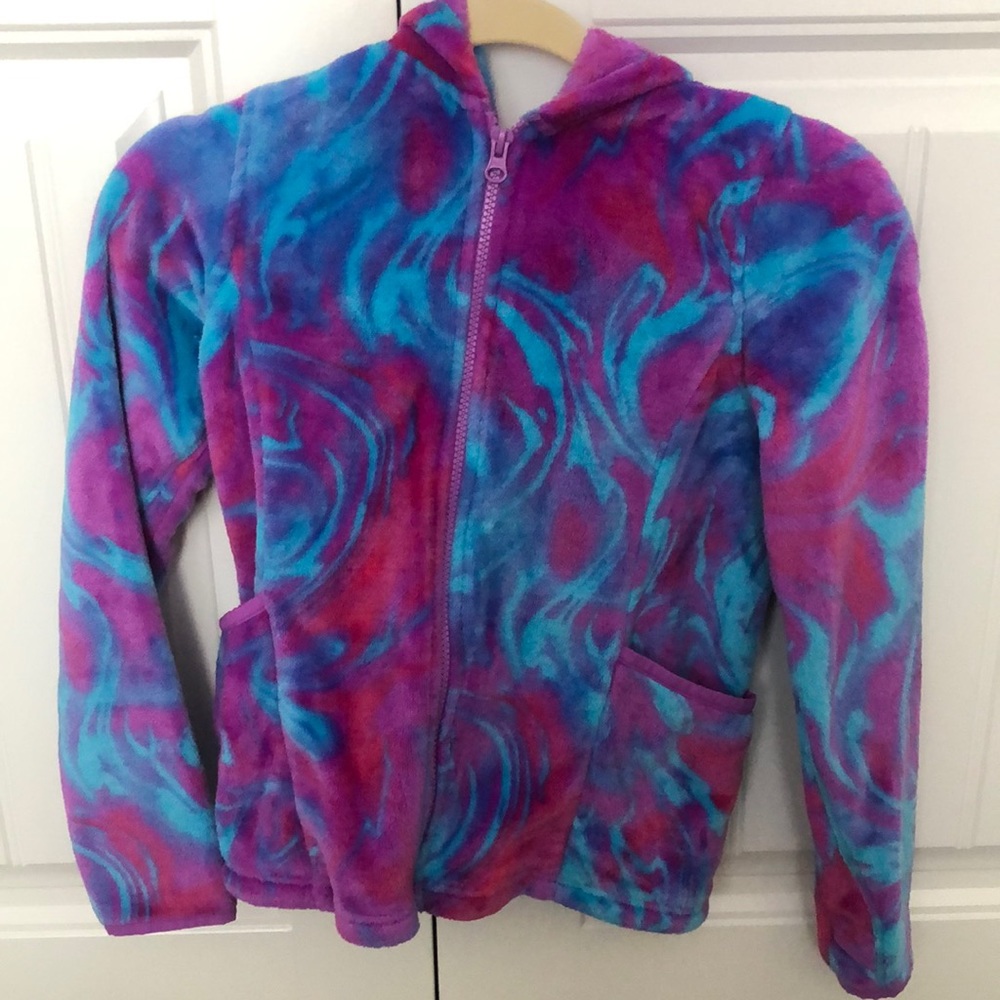 A pink and blue sweatshirt